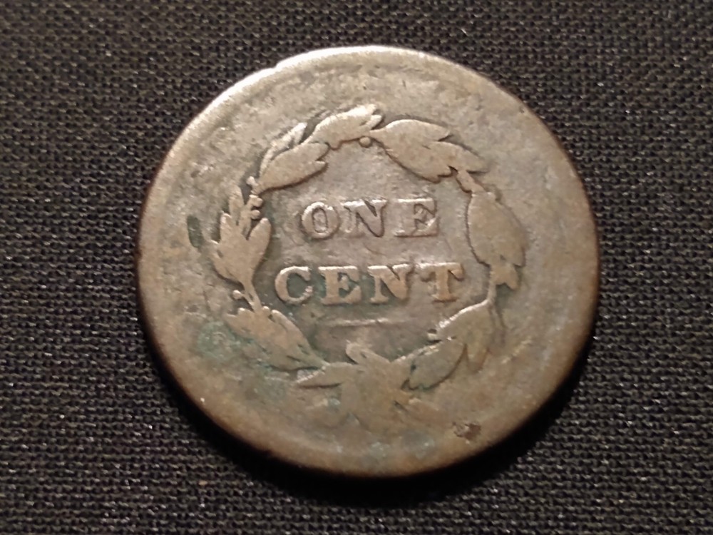 1838 large cent ag g transitional head braided matron copper coin