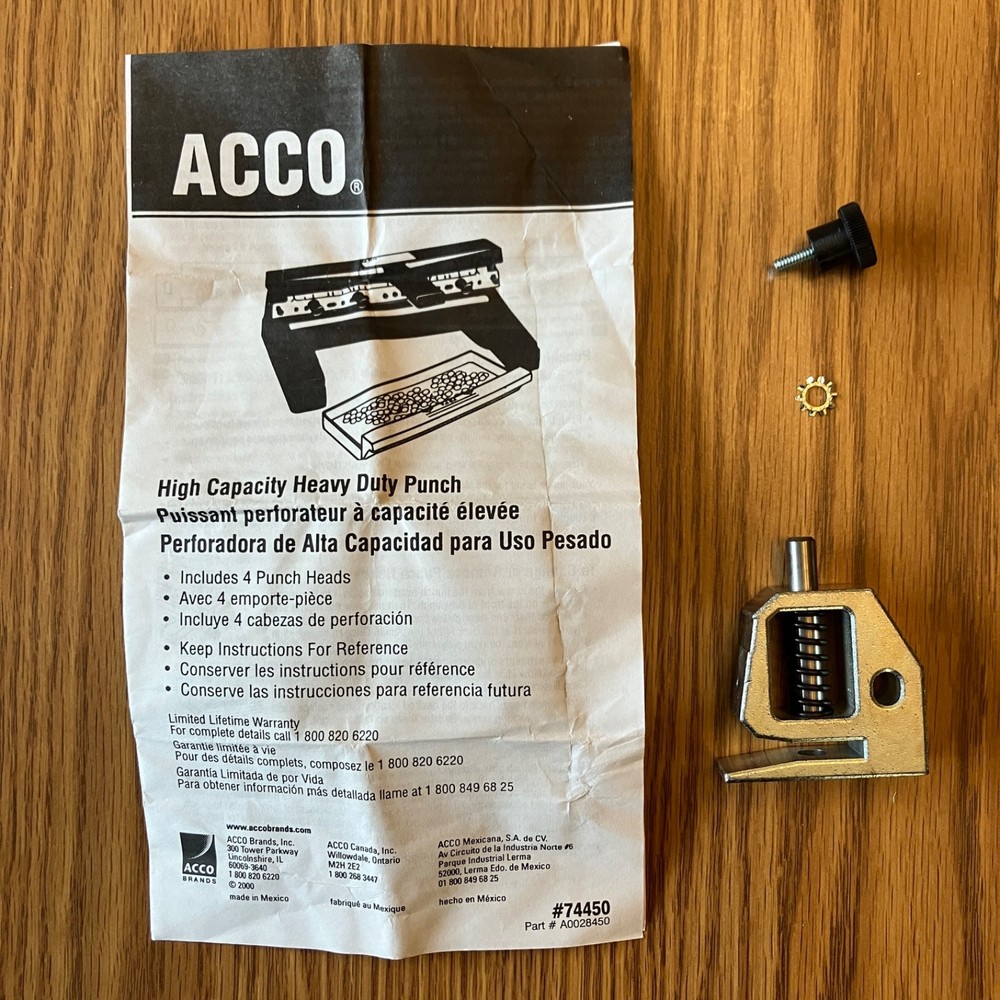 Replacement Punch for ACCO Swingline Model #74450, NEW, Open Package