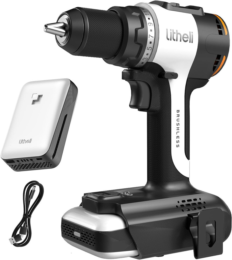 20V Cordless Drill Driver, Brushless Power Drill with 2 Variable Speed, 1/2 Inch