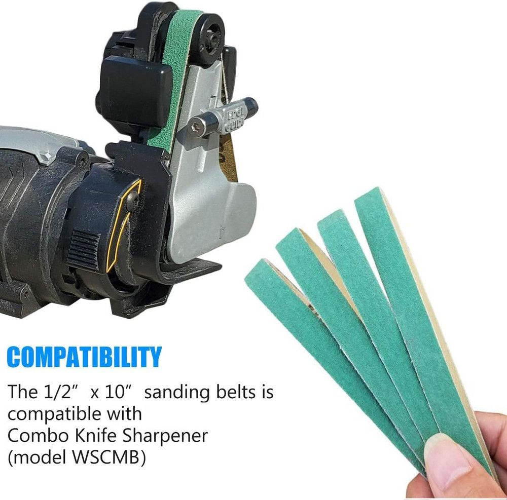 24 Pack 1/2" X 10" Replacement Knife Sharpener Sander Belt Kit for Work Sharp WS