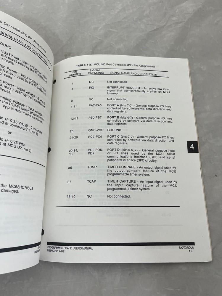 Motorola MC68HC05PGMR2/D1 MC68HC05PGMR Programmer Board User's Manual #2 1989