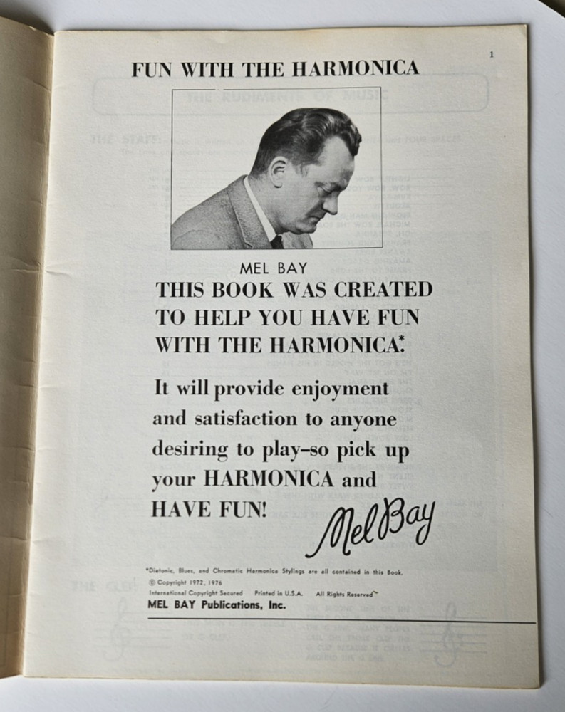 Fun with the Harmonica Mel Bay Instruction Method Blues Styling 1976 Chromatic