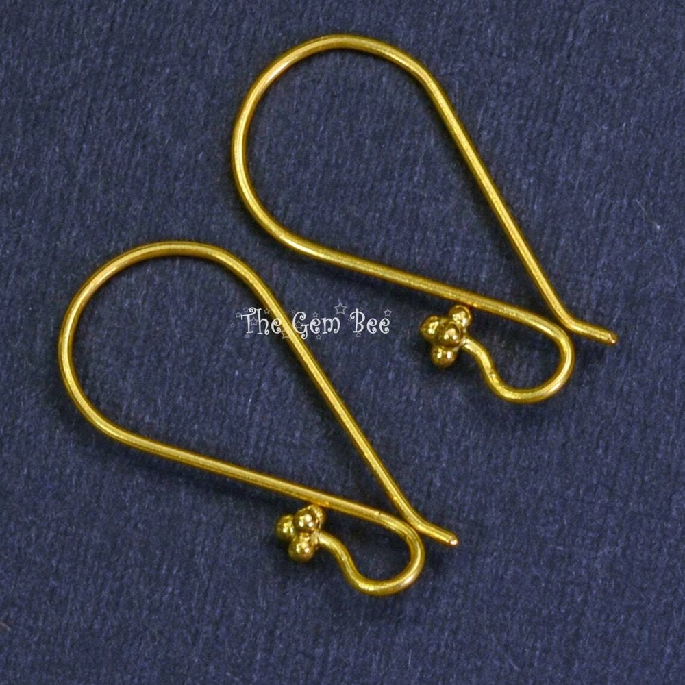 18k Solid Yellow Gold Earwires With Daisy Ends 1 pair