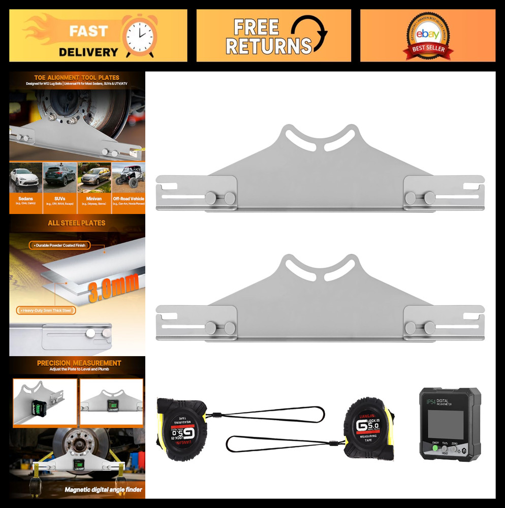 Toe Alignment Tool with 2 Tape Measures & Digital Angle Finder for Accurate Whee