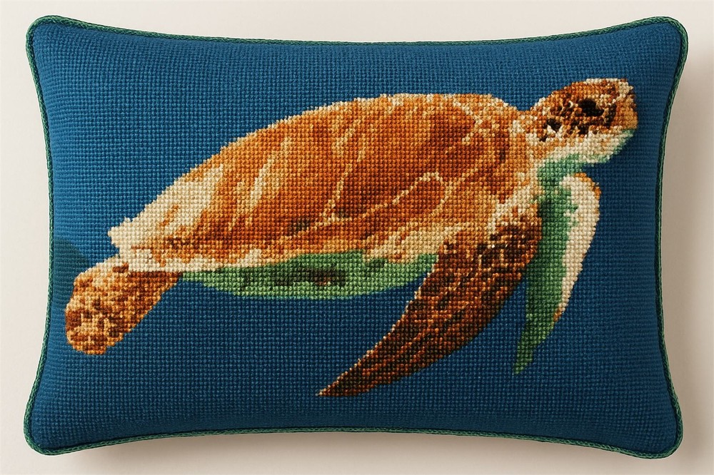 Sea Turtle Needlepoint Kit or Canvas