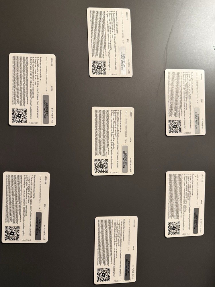 7 Unused $10 Roblox Gift Cards