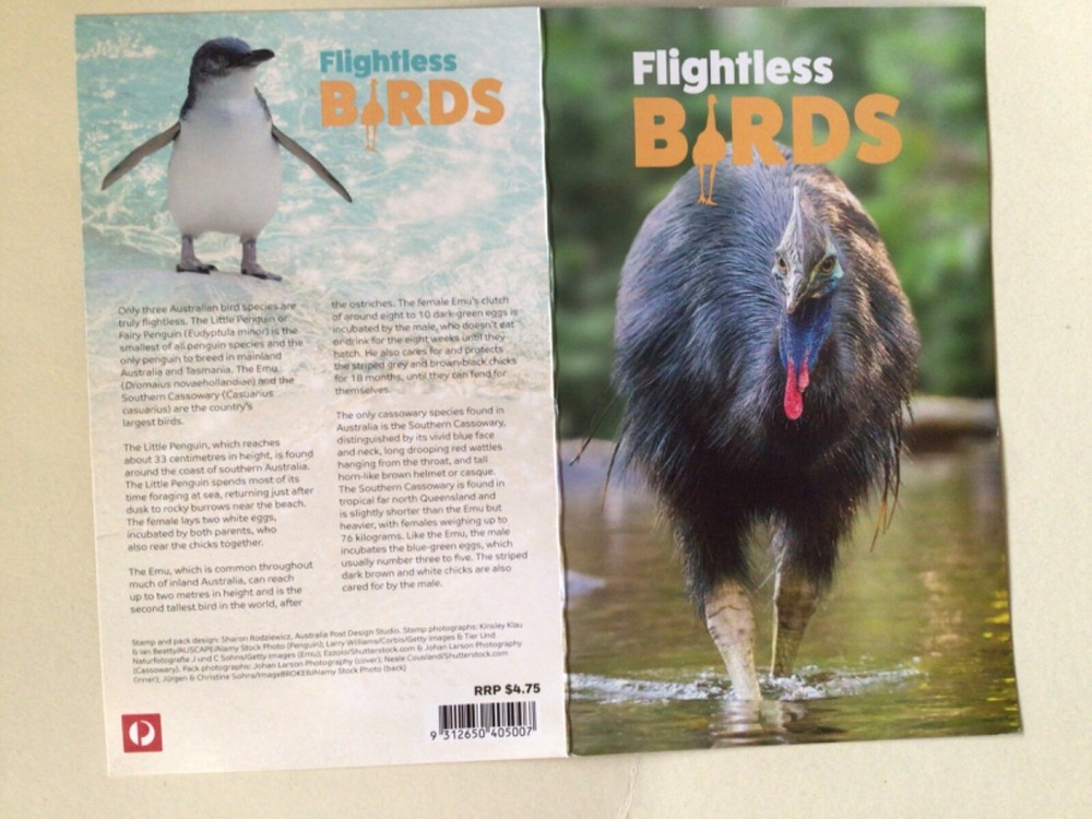 Australia flightless birds folder with 3 stamps A9822