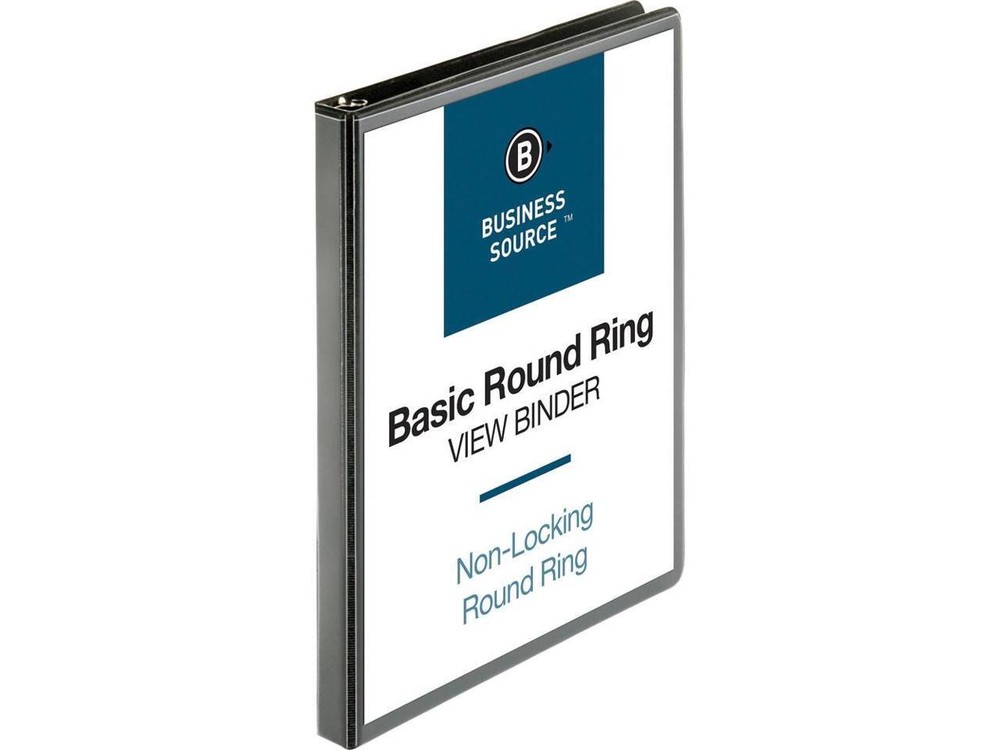 Business Source View Binder w/ 2 Inside Pockets 1/2" Capacity Black 09950