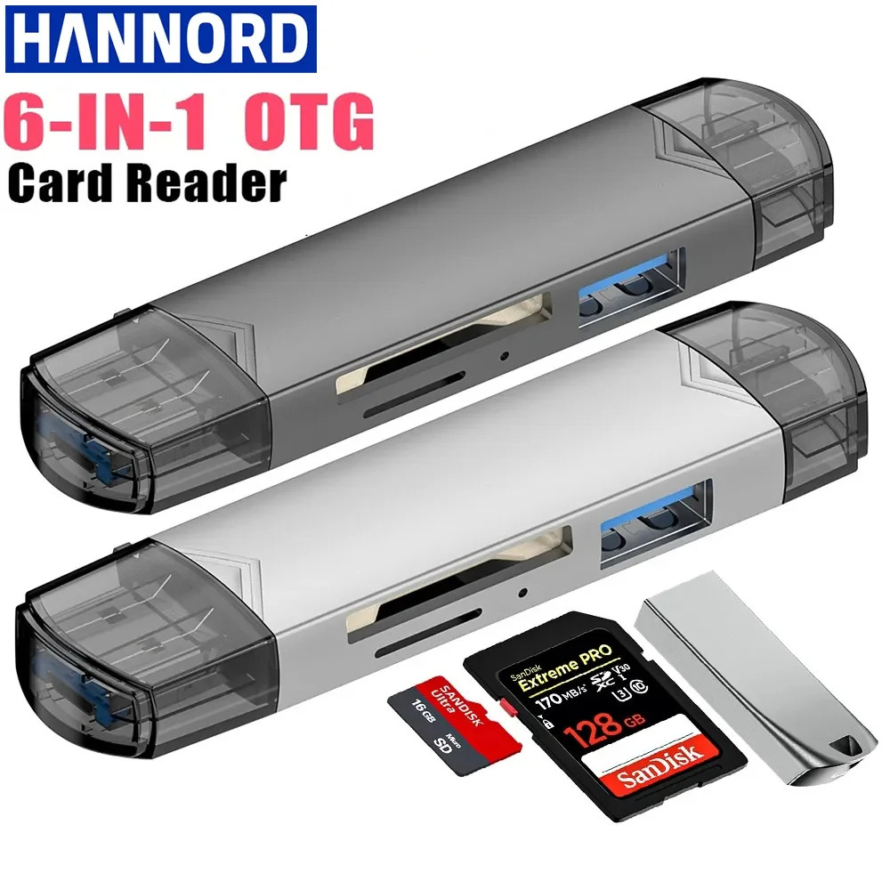 OTG 6 in 1 USB C SD TF Card Reader Micro USB Flash Drive Adapter 5Gbps Camera