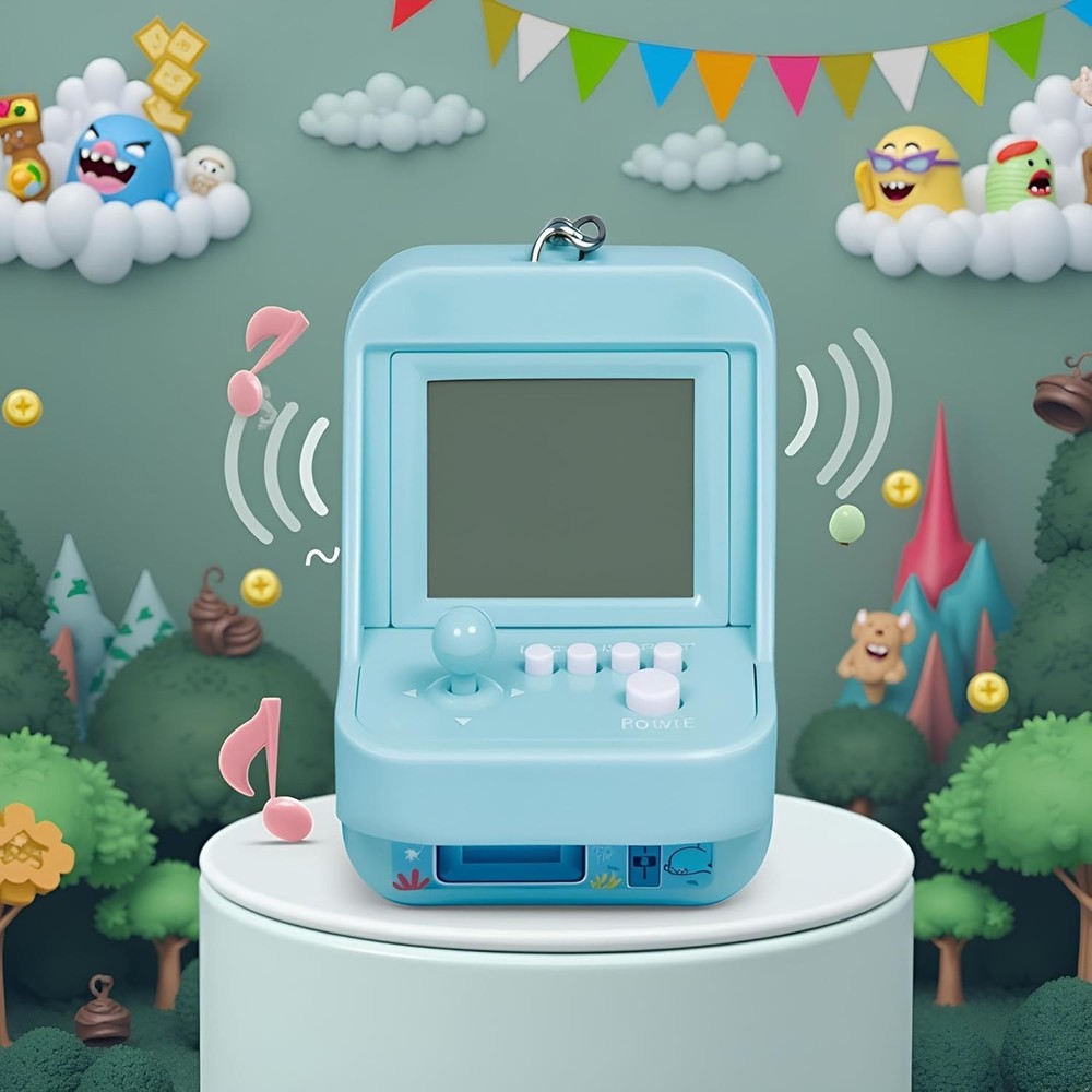 On-the-Go Blue Mini Arcade Game Console - 26 Games with Music Functionality
