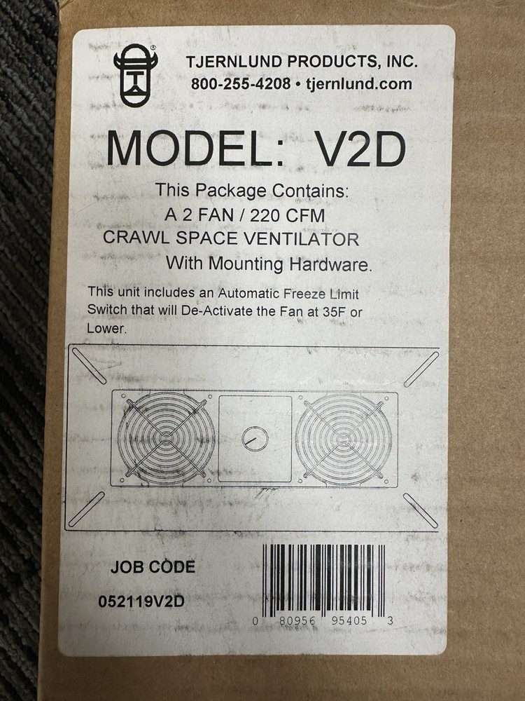 Tjernlund UnderAire V2D Crawl Space Ventilator Fan
