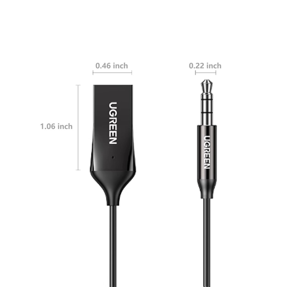 UGREEN Aux to Bluetooth 6.0 Adapter 3.5mm Bluetooth Receiver for Car USB 2.0 to