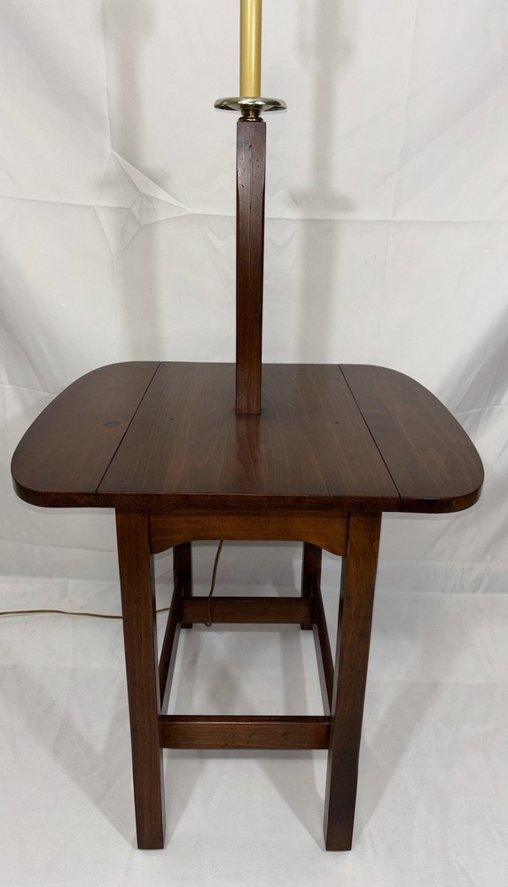 Vintage Ethan Allen Craftsman Solid Pine Wood Drop Leaf Lamp Table