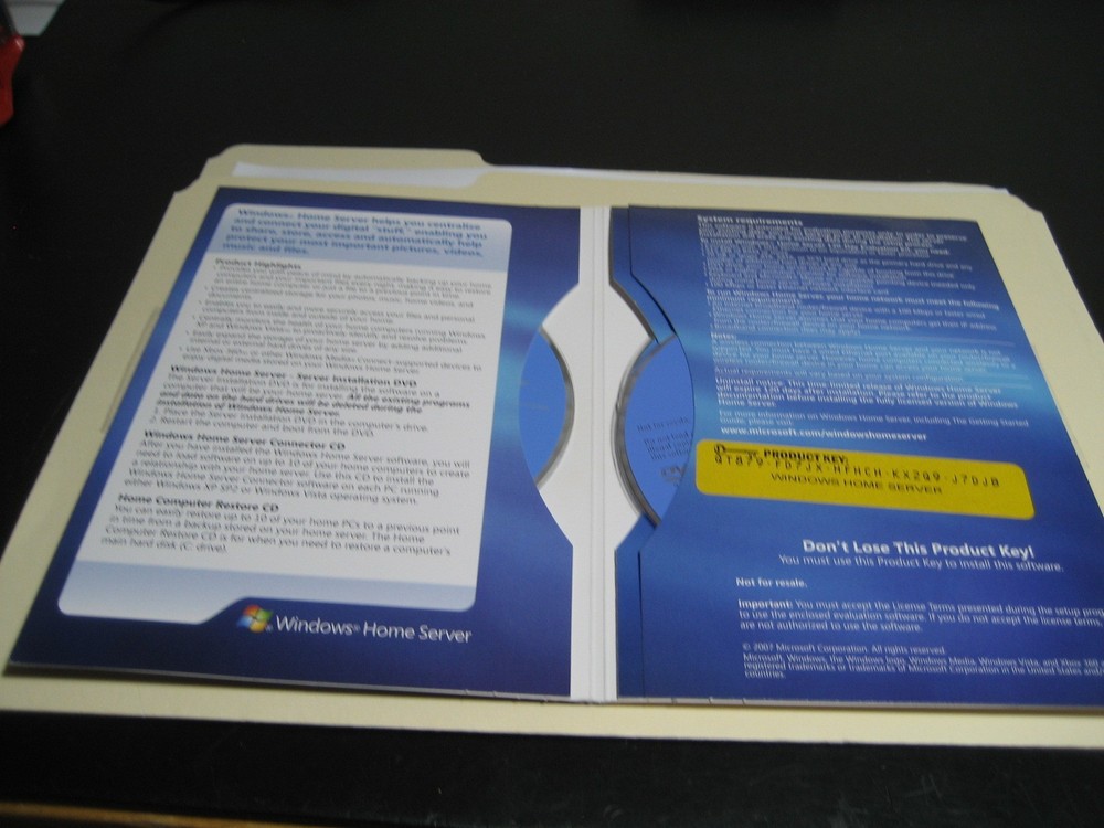 Microsoft Windows Home Server – 120-Day Evaluation – Complete – DVD/CD – Key