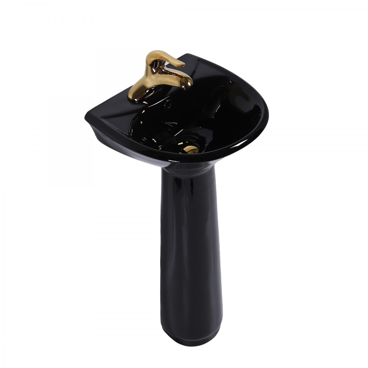 Renovators Supply Black Bathroom Pedestal Sink 4" Centers with Overflow