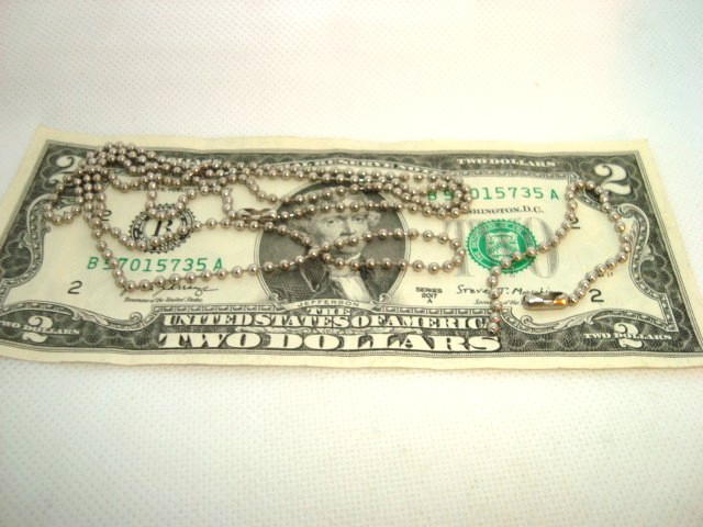 U.S.A Military DOG TAG Stainless Steel Bead Ball Chain 2 pc Set 30"in. &4.5" in