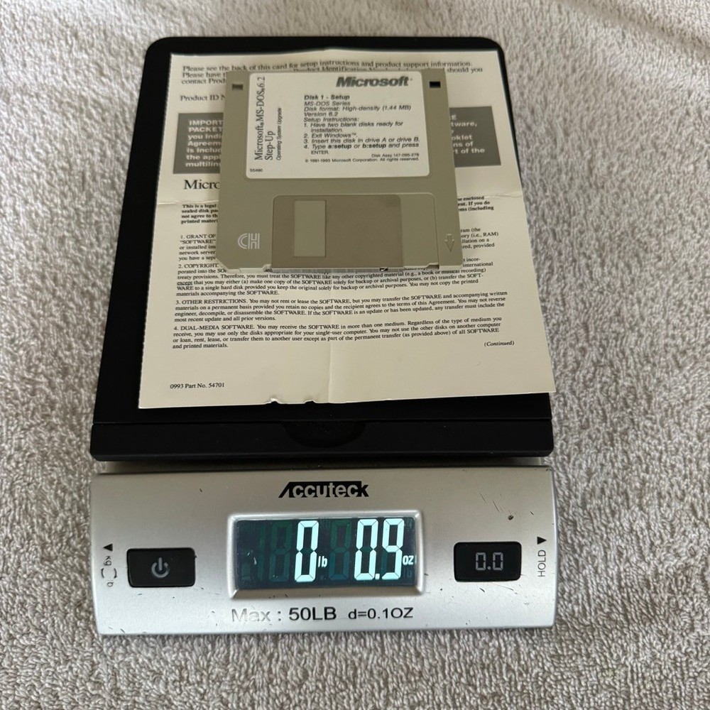 Microsoft MS-DOS 6.2 Step-Up Upgrade Disk 1 Setup w/ License Card Untested Vinta