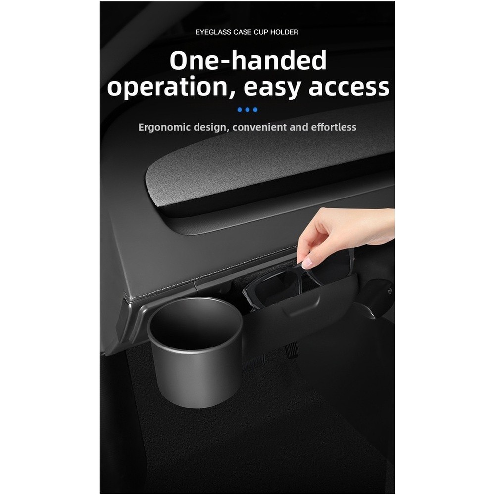 Cup Holder Eyeglass Case for Model Y Refresh 6 Seater Dashboard Storage