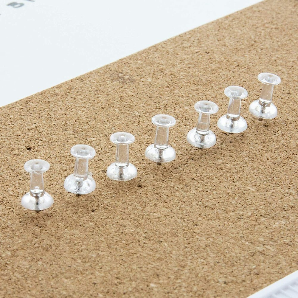 200 Clear Transparent Push Pins - Drawing, Cork Board, Notes, Maps - US SHIP