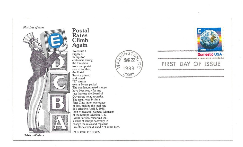 2282 'E' (25c) Earth booklet single Aristocrat Cachets FDC
