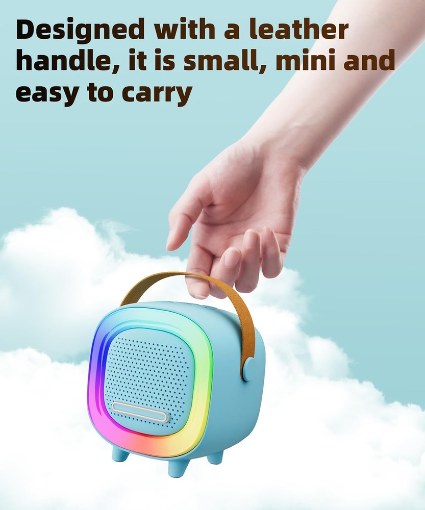 Mini Karaoke Machine Speaker for Adults, Portable Bluetooth with 2 Wireless M...