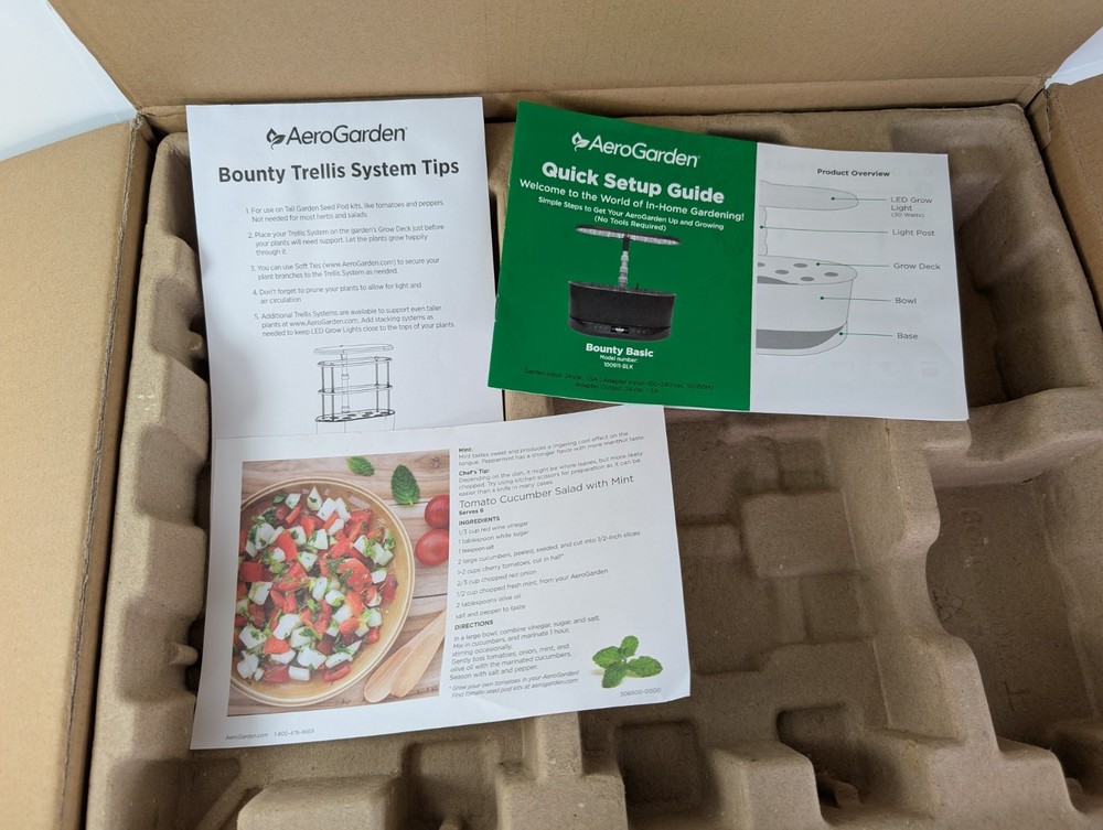 AeroGarden Bounty Basic Indoor Garden Open Box Complete 100911-BLK