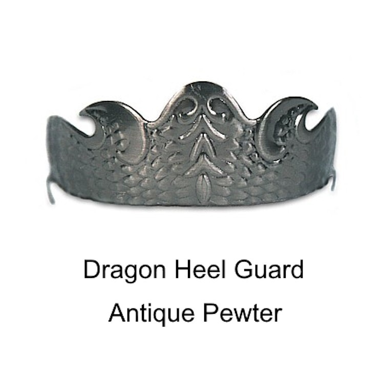 Dragon Toe Tip and Heel Guard Set Embossed Antique Pewter