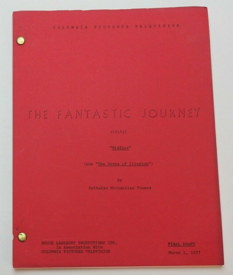 THE FANTASTIC JOURNEY / Katharyn Powers, 1970's Sci Fi TV Script "Riddles"