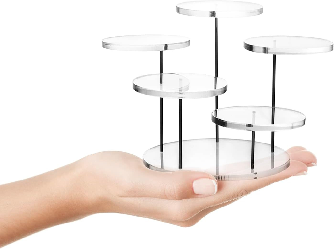 round Acrylic Products Display Riser Stands, 5 Tier Displaying Risers Display St