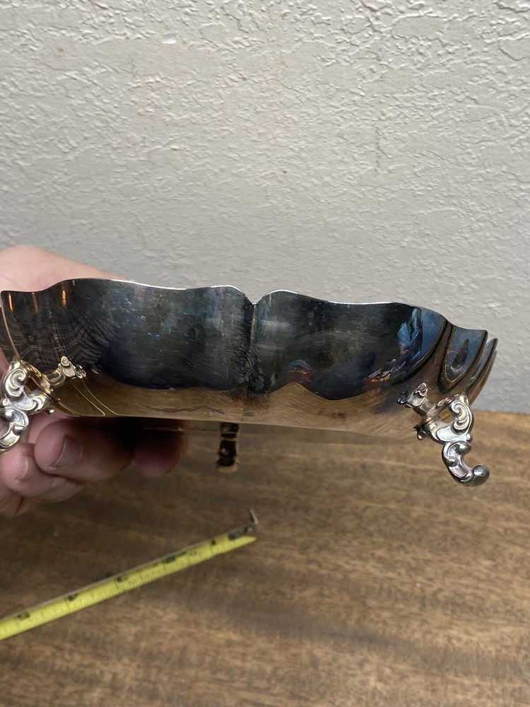 Vintage WM A Rogers Footed Silverplate Candy Dish 3-Foot Serving Bowl Scalloped