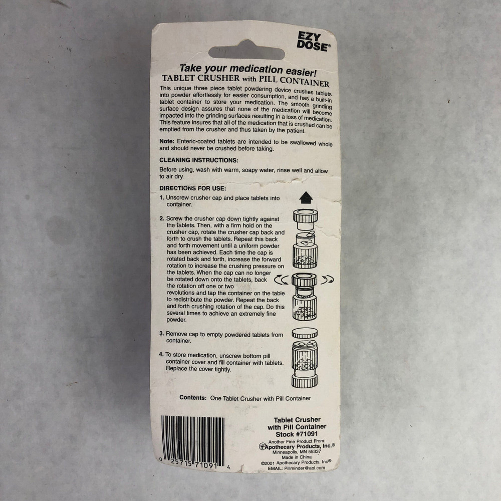Ezy Dose Tablet Crusher With Pill Container Screw Cap