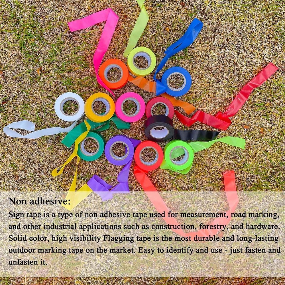 Pink Plastic Ribbon Marking Set - 10 Rolls, Waterproof