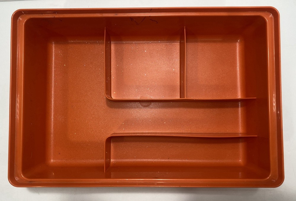 3pc Tupperware Tuppercraft Plastic Red Sewing Box Kit Set 611