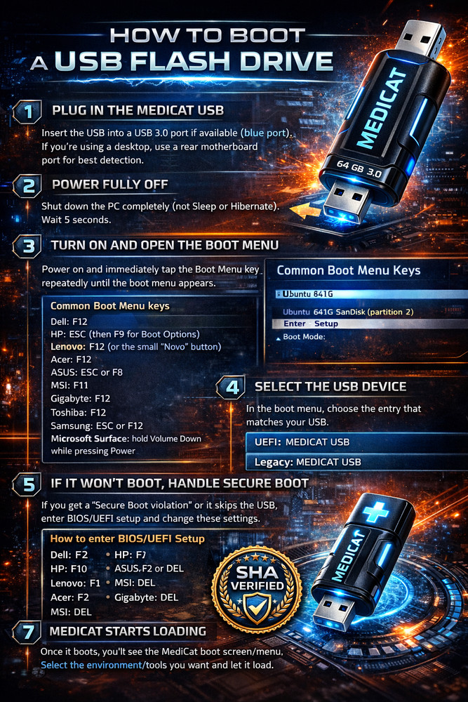 MediCat Bootable PC Repair Recovery Toolkit | System Rescue Boot Dr | 5 Pack