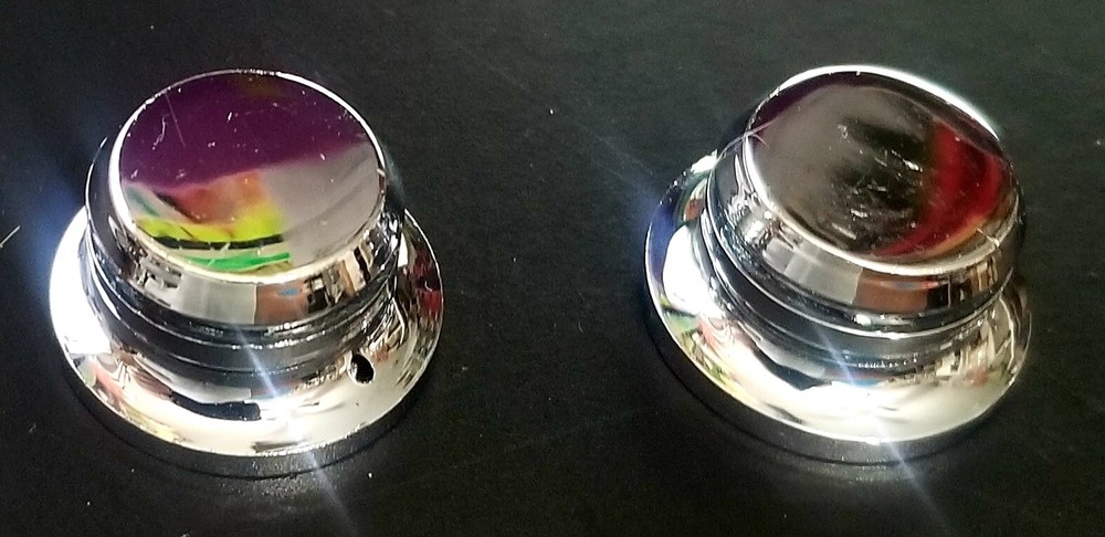 TWO (2) Spun Hat Guitar Knobs Chrome Plated Volume - Tone Fillmore Mosrite NEW