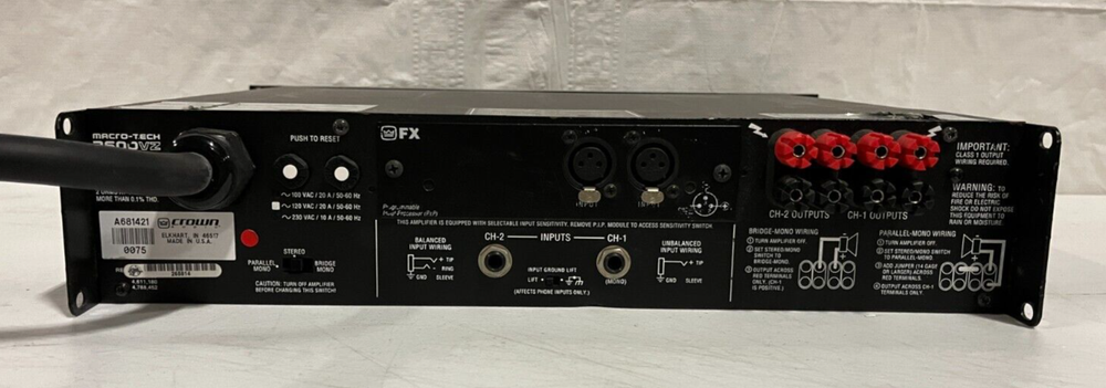 Crown Macro-Tech 3600vz Amplifier , L5 30 Connector
