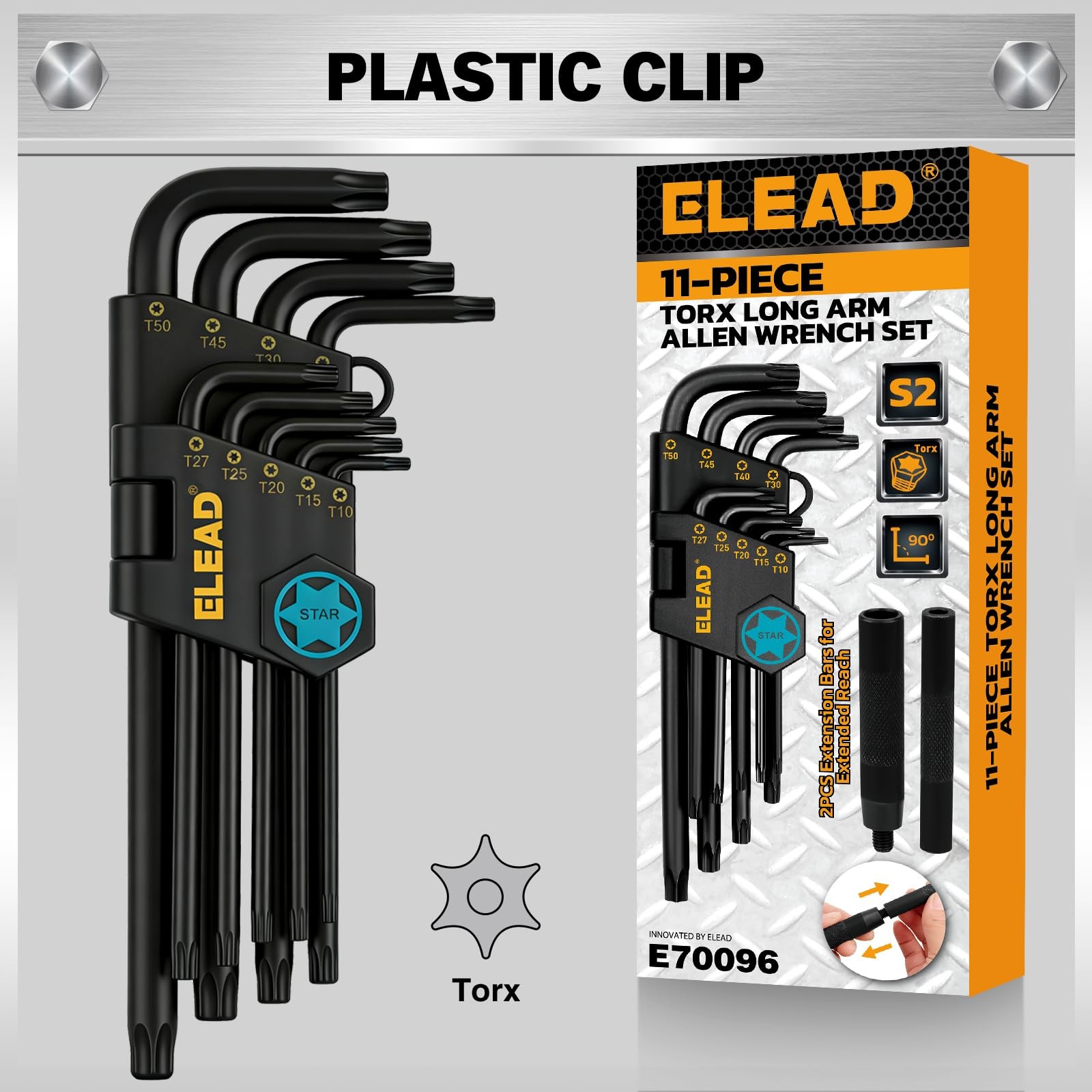 ELEAD 11Piece Torx Star Allen Wrench Set with Extension Bar, T10T50 Long Arm ...