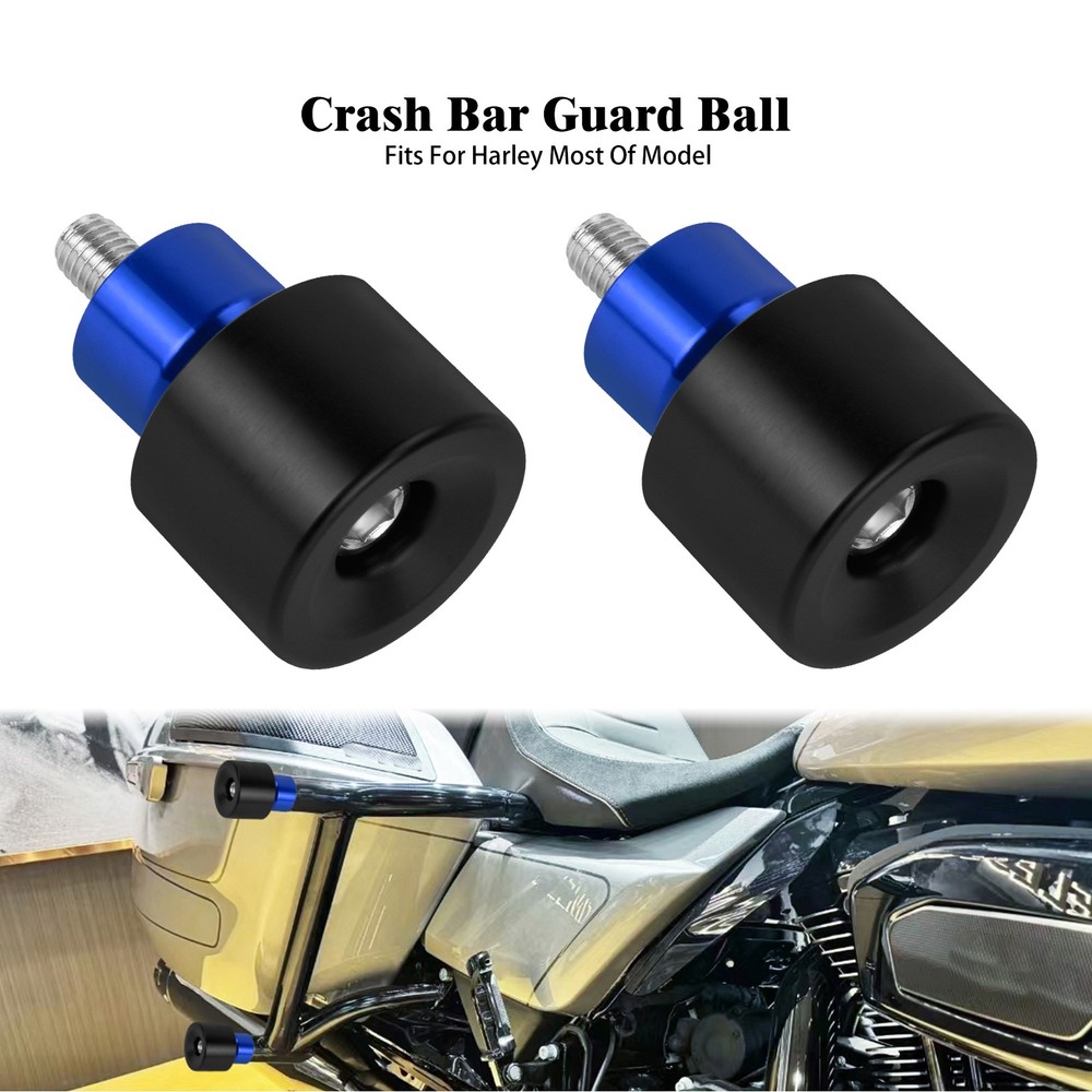 Black Blue Engine Protective Guard Crash Bars M12 End Balls Protector For Harley