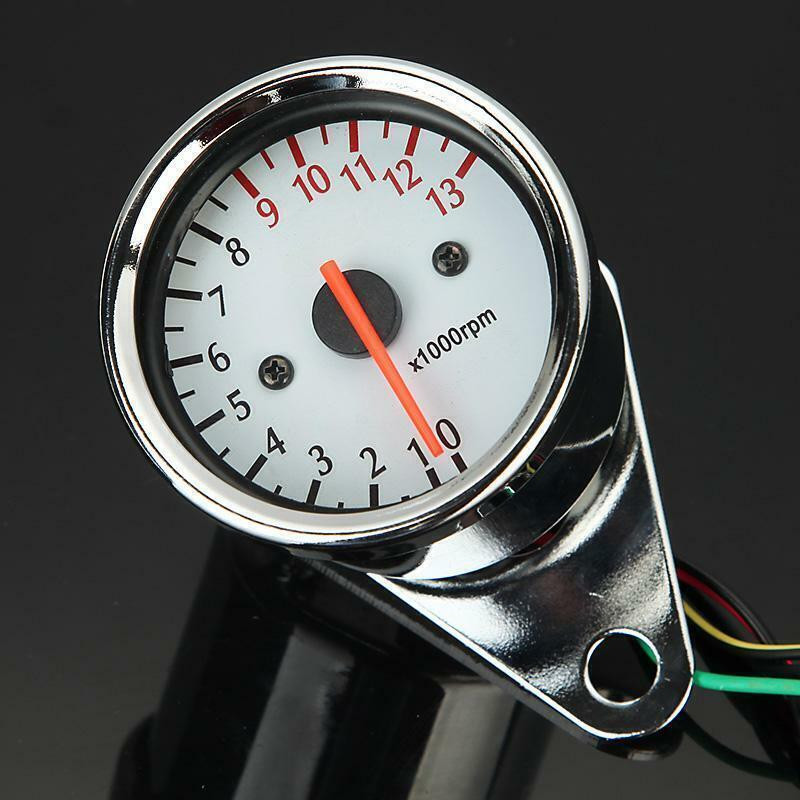 Universal Fit Motorcycle Tachometer with Clear LED Backlit Display
