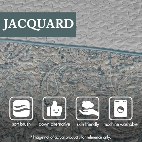 Aubrey Reversible Quilted Bedspread Set, Solid Reverse Oversized Queen Teal
