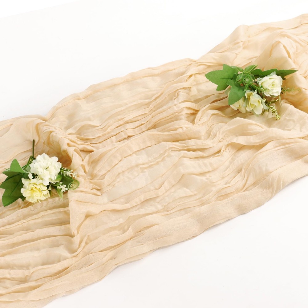 Beige Cheesecloth Table Runner 10FT Rustic Gauze Cheese Cloth Dining Table De...