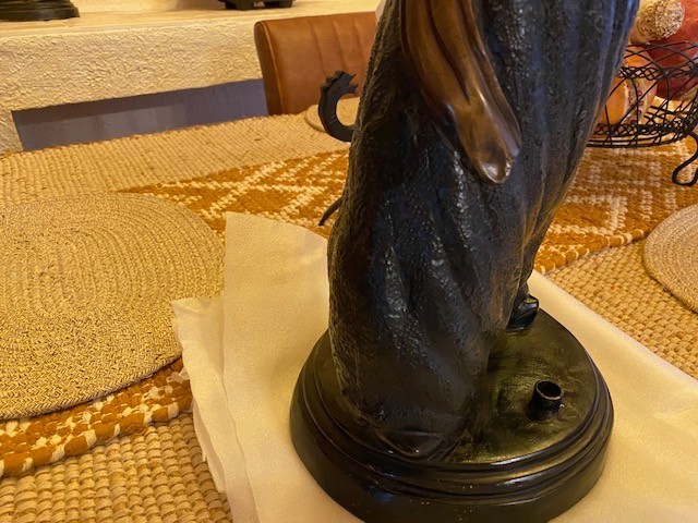 ANTIQUE BRONZE MIDDLE EASTERN COLD PAINT , NUBIAN?CANDELABRA! 16 LBS EACH!