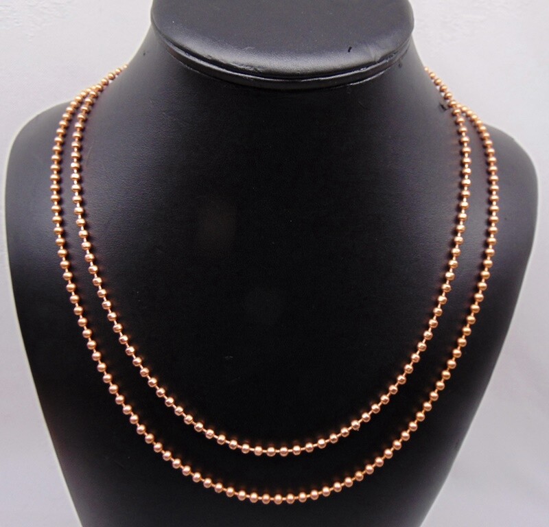 Solid COPPER BALL CHAIN Necklaces ~ 3.2mm bead ~ Round ~ Faceted ~ or Ball +Bar