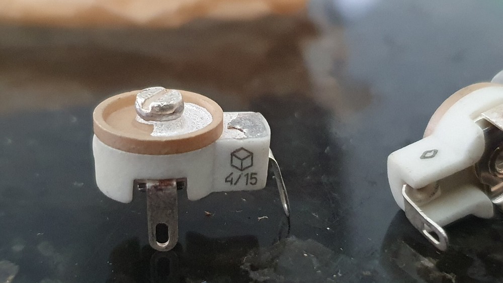 Variable Ceramic Capacitor 4-15pF 500V Silver Plated USSR Lot 10pcs+
