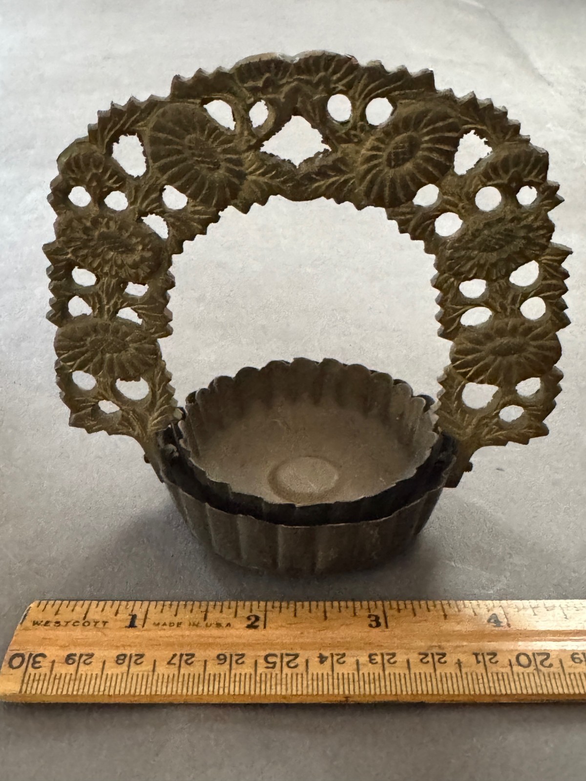 BUDDHIST BRASS METAL FLOWER ARCH ALTAR FITTING INCENSE BURNER LANTERN BUTSUGU