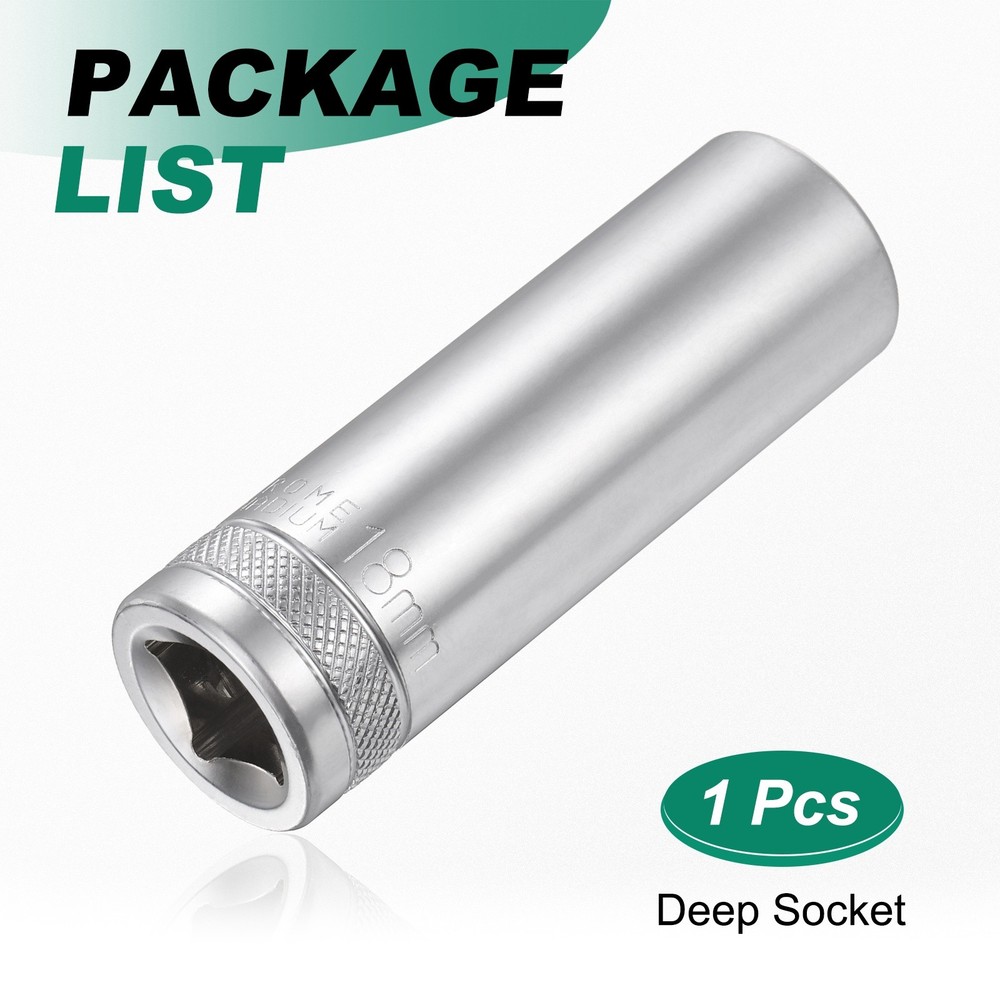 6 Points Deep Socket 1/2" Drive 18mm Nickel Plating Hex Socket 3.1" Long