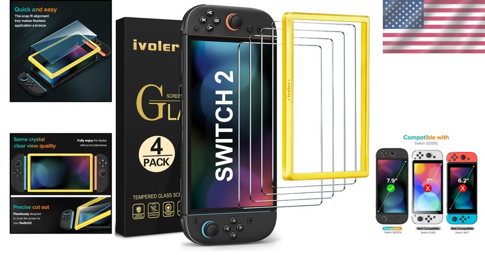 Touch Sensitive Screen Protector for Nintendo Switch 2 with Easy Install Frame