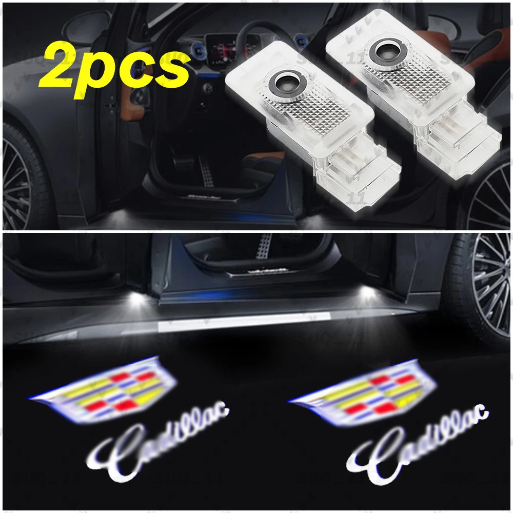 2x Ghost LED Car Door Step Courtesy Shadow Lights For ATS SRX XT5 XTS Mulitcolor