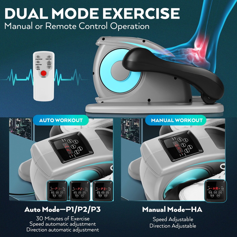 Under Desk Elliptical Machine Electric Seated Leg Exerciser w/LCD Remote Control