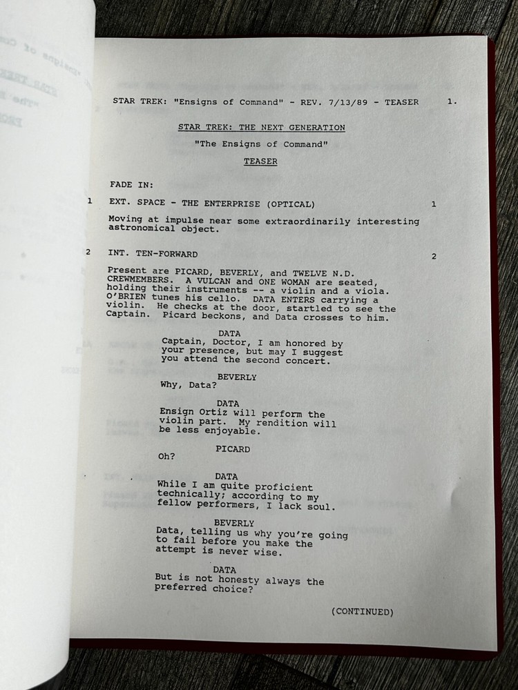 STAR TREK Script The Next Generation Ensigns Of Command 3rd Revised Final Draft